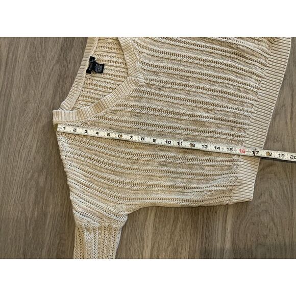 rue21 Womens Beige Ribbed V-Neck Long Sleeve Pullover Sweater Size XS - Picture 11 of 13